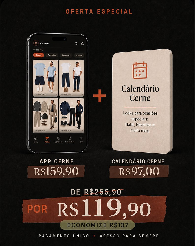 Oferta especial: Plataforma Cerne + Calendário Cerne de R$256,90 por R$119,90, economize R$137, pagamento único e acesso para sempre